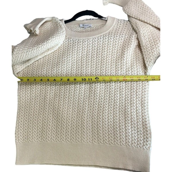 Madewell Ardmore Ruffle-Cuff Pullover Sweater Size Small Ivory Wool Blend‎ - Picture 12 of 13